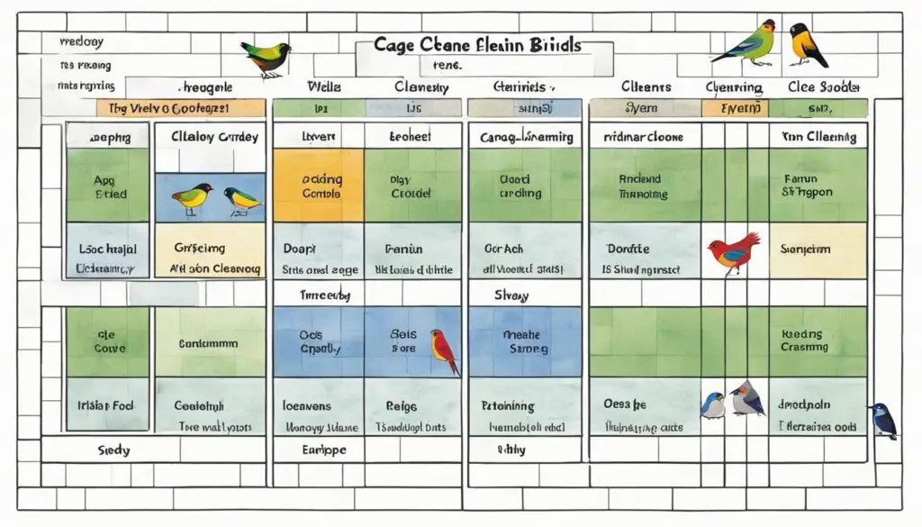 Cleaning schedule for small birds' cage