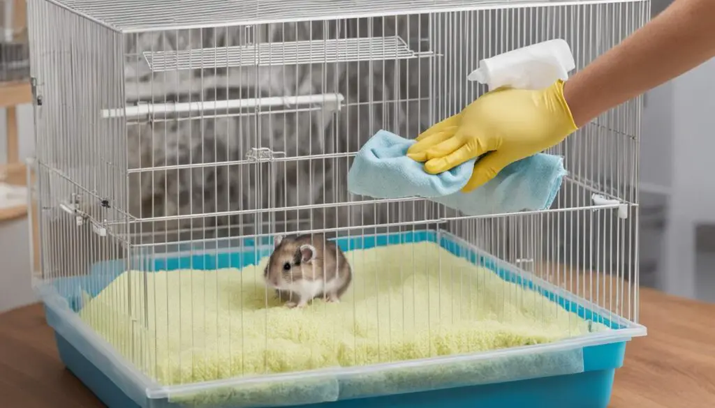 cleaning hamster cage